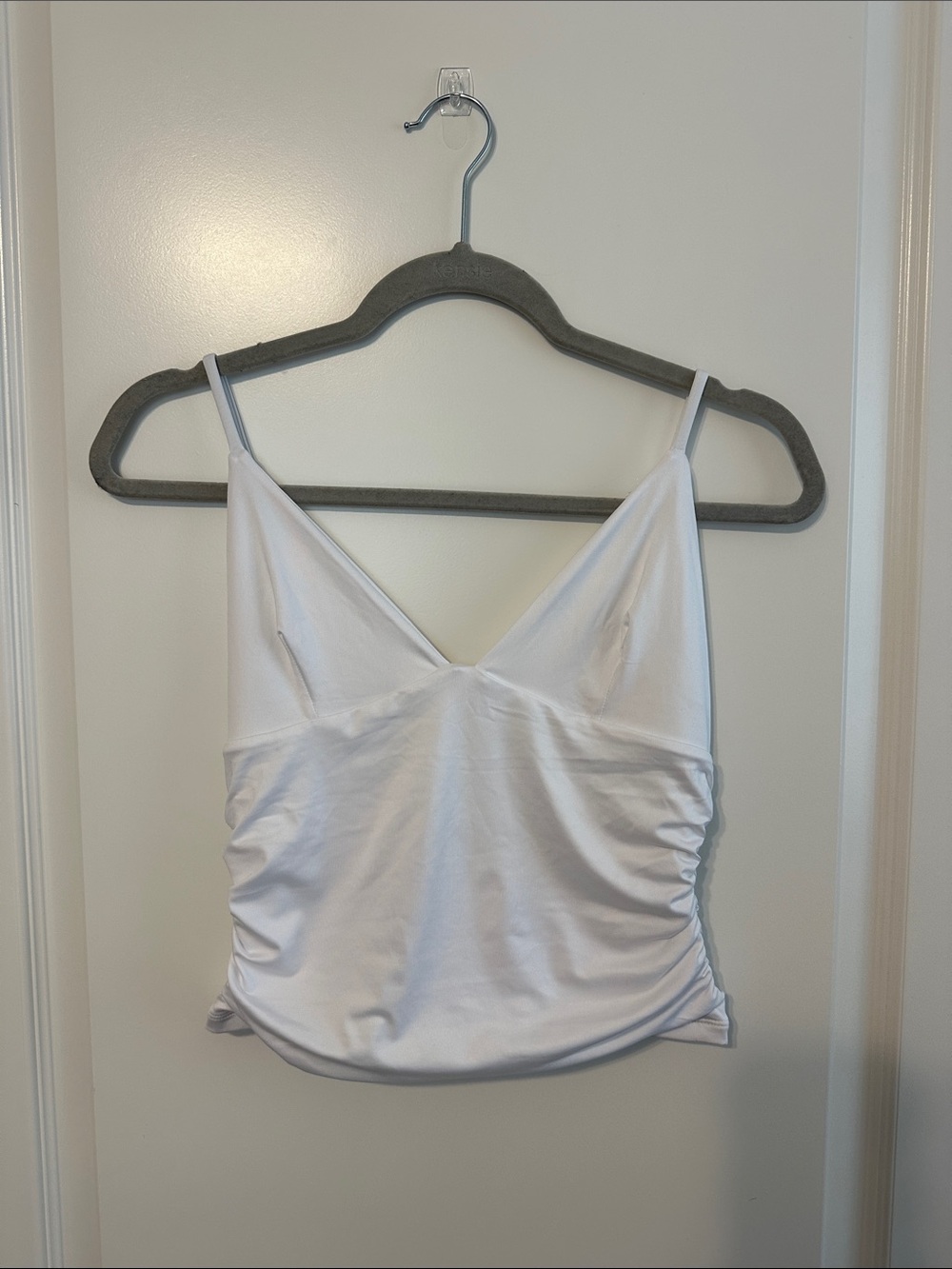 Classic White Ruched V-Neck Camisole